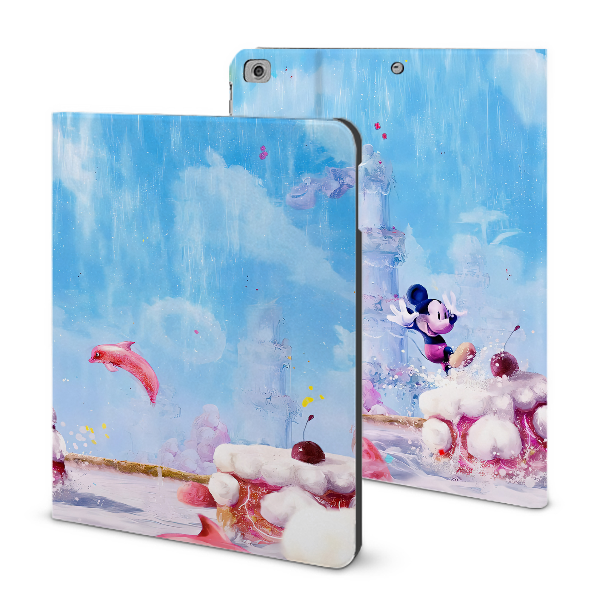 （画像用） ミッキーマウス Mickey Mouse IPad ケース ブック型 PUレザー TPU 耐衝撃 軽量 薄型 ペン収納なし 全面保護 IPad 各モデル対応